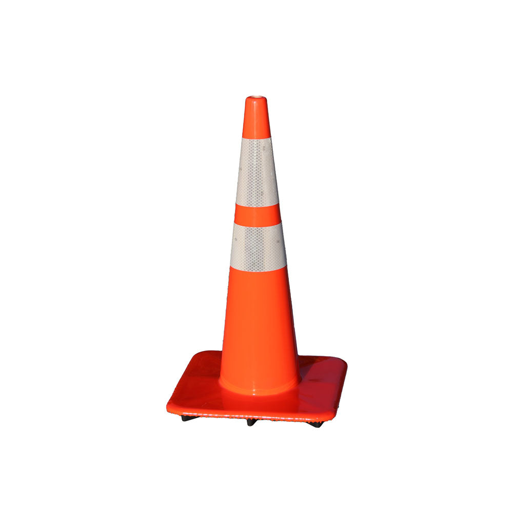 Tri-Glo 28" 10lb Orange Slim Traffic Cone with 6" and 4" 3M Reflective Collars-1