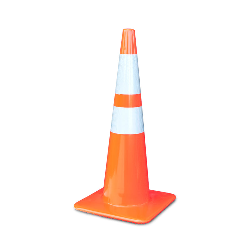 Tri-Glo 28" 5lb Orange Slim Traffic Cone with 6" and 4" 3M Reflective Collars-1