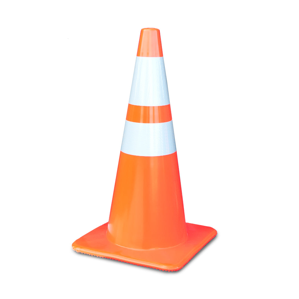 Tri-Glo 28" 7lb Orange Wide Traffic Cone with 6" and 4" 3M Reflective Collars