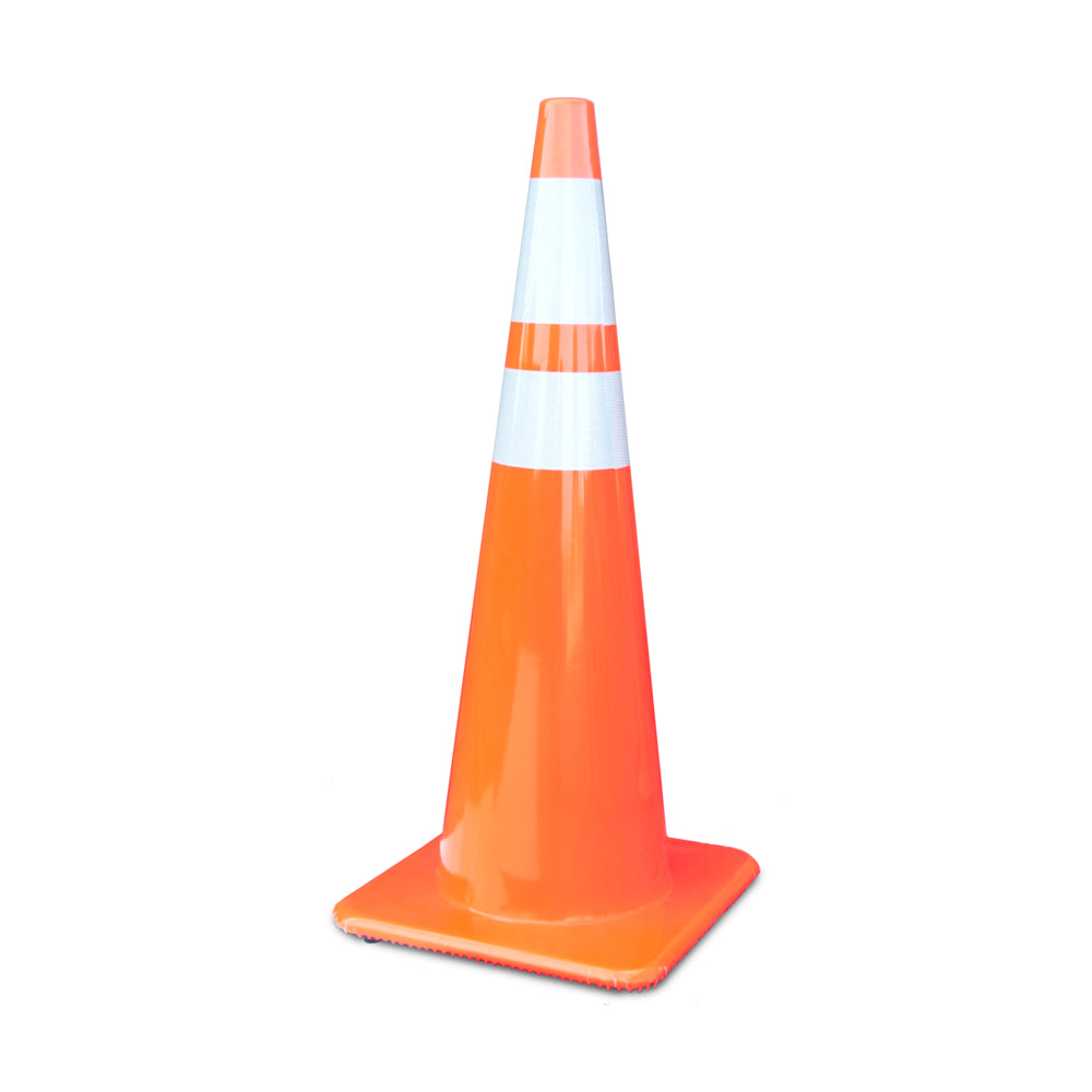 Tri-Glo 36" 12lb Orange Wide Traffic Cone with 6" and 4" 3M Reflective Collars-1