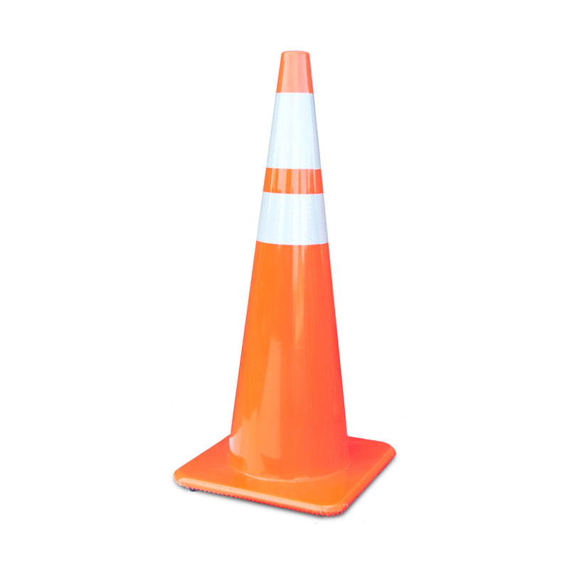 Tri-Glo 36" 12lb Orange Wide Traffic Cone with 6" and 4" 3M Reflective Collars-1